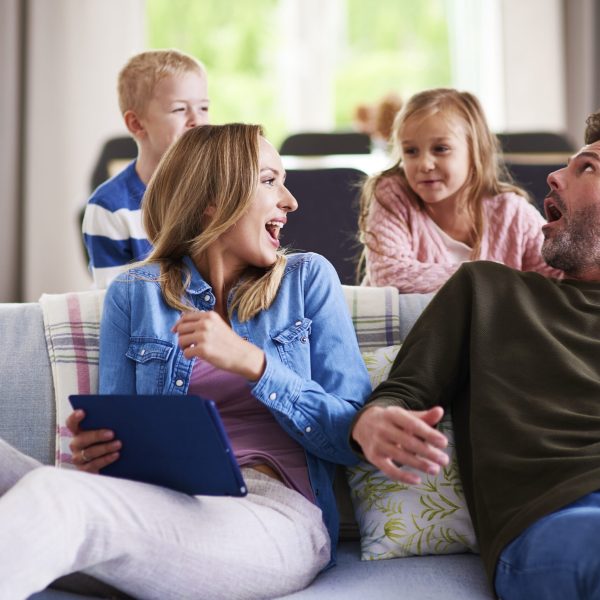 Happy family enjoying at home